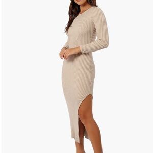 Petal & Pup Ainsley Long Sleeve Side Slit Rib Sweater Dress Size L